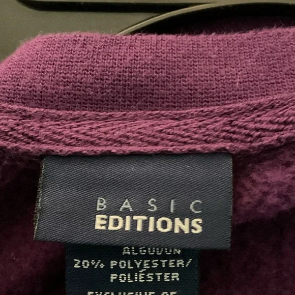 Basic Editions Rich Purple SweatShirt w/Butterflies. P2P 31-34. Size 3X. EUC - Picture 4 of 5